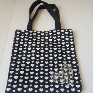 Black and White Canvas Heart Tote.